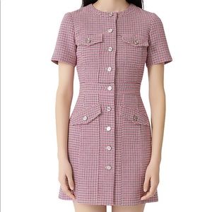 Maje Plaid Button Front Mini Dress